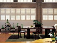 Plantation shutters in a stylish dining area
