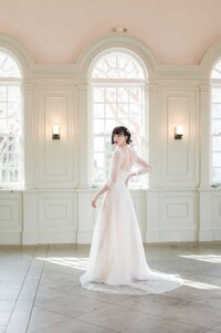 scoop back wedding dress with long lace sleeves
