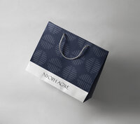 packaging design for an e-commerce blue tribal  product bag
