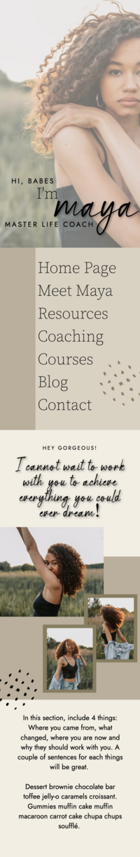 long screenshot of a website that the designer made