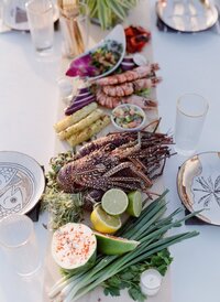 Seafood and crudités on platter