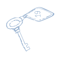 Light blue, handdrawn key icon