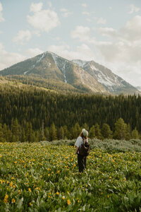 woman staring at the mountains