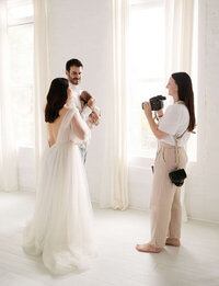 Behind the scenes of Laurel Smith, one of the best Bay Area newborn photographers, photographing a family