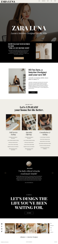Editorial web design for interior design client.