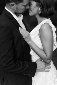 Close up black and white piggyback portrait