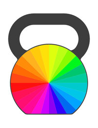 sarah siertle logo of a kettlebell filled with a rainbow color wheel