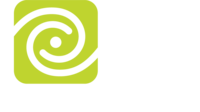 A badge with a lime green element in a rounded square with a swirl cut out and white text stating "Leave No Trace Aware Photographer"