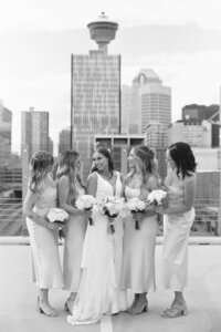 bridal party posing