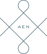 Small all caps "AEN" in sans serif font