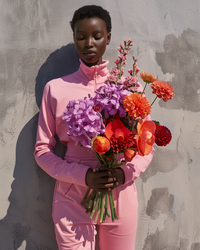 black woman with flowers