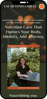 Nutrition care that respects your body, identity, and journey, featured on a nutritionist's website.
