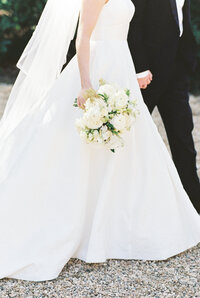 bride and groom smiling after wedding ceremony