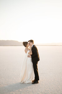 Bonneville Salt Flats Elopement with bride and groom