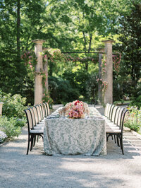 Garden Wedding Reception Table with Floral Centerpiece | Cleveland OH Wedding Photographer