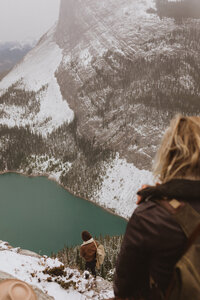 couple hiking photo shoot in Canmore Alberta by Liv Hettinga Elopement Photographer