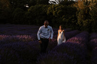 Alkina and Jaron walking in the lavendar fields at the new plymouth lavendar farm