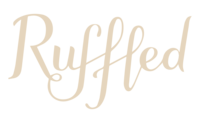 Ruffled wedding blog tan logo