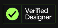 A black checkmark in a circle next to the text 'Verified Designer'