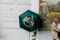 Engagement ring and wedding bands for atlanta bride and groom