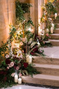 Wedding Staircase Florals with Candles
