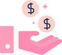 Simple illustration of a hand holding coins