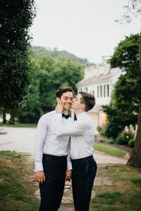 Portrait of grooms at lgbtq wedding in Philadelphia.