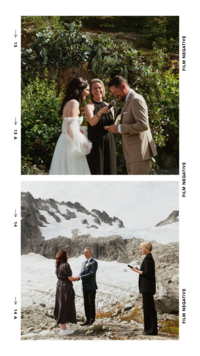 Polaroid film strip of couples getting married in whistler