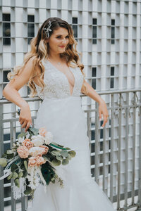 strapless mermaid wedding dress with a petal hem