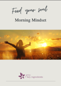 Digital download cover with image of woman in the sunset and the words "Feed your Soul, Morning Mindset"