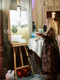 Live wedding painting at the Trinity Cathedral in Cleveland, OH | Lauren Gabrielle Photography
