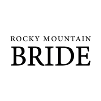 Logo of Rocky Mountain Bride, with the words in bold capital letters and a slight arch over "BRIDE." representing clients of our brand strategy services.