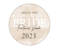 Rocky Mountain Bride Featured Vendor 2023 badge, awarded for exceptional wedding photography.
