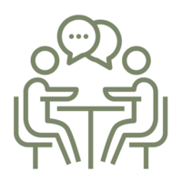 Icon representing a client consultation meeting