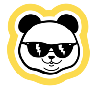 Pandas on Fire brandmark logo in black and light gold, representing the company’s brand identity and professional image.