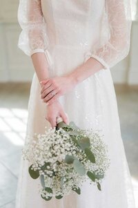 South Carolina bride in long-sleeve wedding dress with lace details