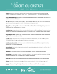 A peek at the resources inside DIY Alex's free 5-Step Cricut Quickstart course for crafting beginners