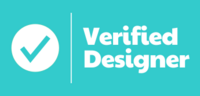 A checkmark in a circle next to the text 'Verified Designer' 