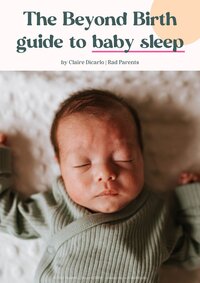 Picture of a sleeping baby, with the title of the sleep guide above it.