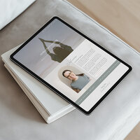 Serene showit website theme for a therapist and yoga instructor on an ipad screen.