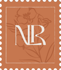 Nurture Lane stamp submark with white initials and a light orange background.