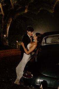 Mississippi wedding couple photo with vintage car