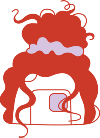 Minimalist messy bun icon symbolizing creativity, entrepreneurship, and the behind-the-scenes hustle—a signature of Ruby Works Co.™ and Weird Magic, embodying authenticity and innovation.