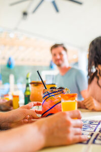 a bright lineup of tropical drinks at a mexican restaurant in sneads ferry, north carolina