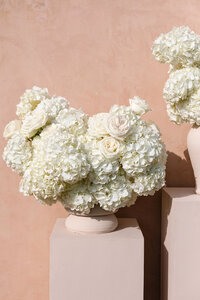 white hydrangeas for wedding ceremony in mallorca