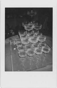 Polaroid of a champagne tower