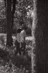 couple walking in the flowers