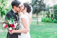 Bride and groomkissing