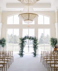 Greener wedding ceremony arch by Boston Florist, Prose Florals, captured by Emily Hwang Photo