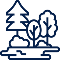 Landscape icon showing trees, bushes, and ground.